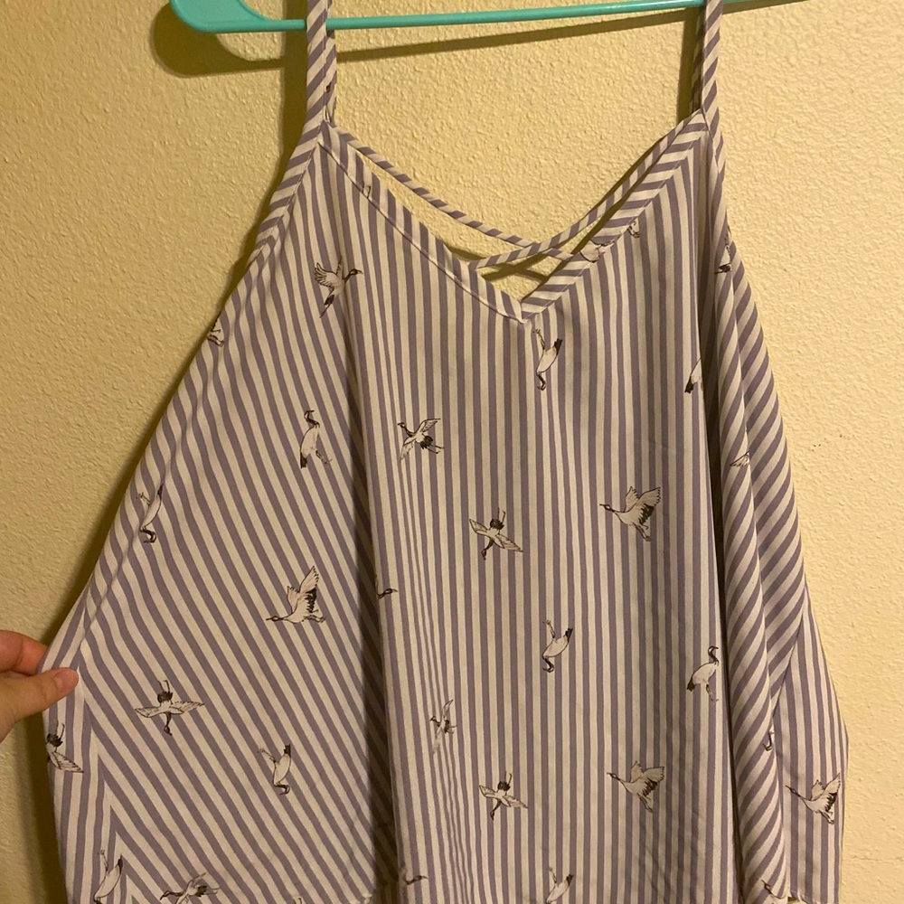 Torrid Grey and White Stork Top